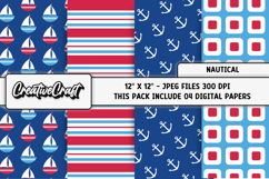 Nautical Digital Papers, Sea Boat Digital Scrapbook Designs Product Image 1