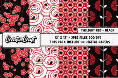Twilight Red &amp; Black Digital Papers, scrapbook designs Product Image 1