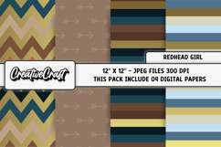 Redhead Girl Digital Papers, scrapbook backgrounds designs Product Image 1