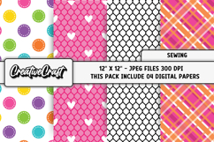 Sewing Digital Papers, scrapbooking backgrounds designs Product Image 1