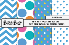 Blue Baby Digital Papers, scrapbooking backgrounds designs Product Image 1