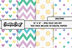 Unicorns Digital Papers, scrapbooking backgrounds designs Product Image 1