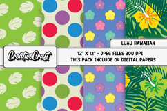 Luau Hawaiian Digital Papers, scrapbook backgrounds designs Product Image 1