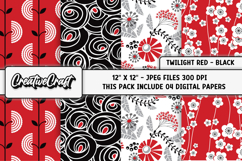 Twilight Red &amp; Black Digital Papers, scrapbook designs Product Image 1