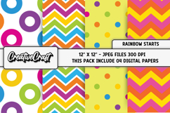 Rainbow Stars Digital Papers Scrapbook Designs PaperCraft Product Image 1
