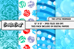 Little Mermaid Digital Papers, scrapbook backgrounds designs Product Image 1