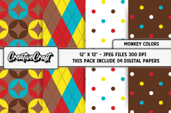 Monkey Colors Digital Papers, scrapbook backgrounds designs Product Image 1