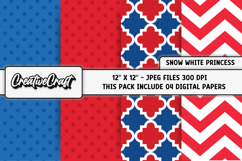 Snow White Princess Digital Papers, blue red apple scrapbook Product Image 1