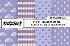 Purple Princess Digital Papers, scrapbook background designs Product Image 1