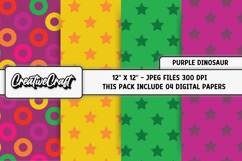 Purple Dinosaur Digital Papers, scrapbook papers designs Product Image 1