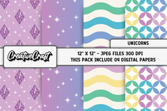Unicorns Digital Papers, scrapbooking backgrounds designs Product Image 1