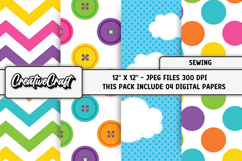 Sewing Digital Papers, scrapbooking backgrounds designs Product Image 1