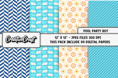 Pool Party Boy Digital Papers, scrapbook backgrounds designs Product Image 1