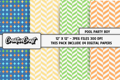 Pool Party Boy Digital Papers, scrapbook backgrounds designs Product Image 1