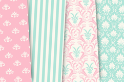 Pink Mint Damask Seamless Patterns, damask digital papers Product Image 2