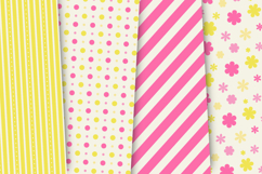 Pink Yellow Seamless Patterns, summertime digital papers Product Image 2