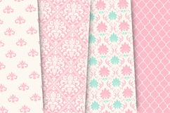 Pink Mint Damask Seamless Patterns, damask digital papers Product Image 3