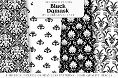 Black Damask Seamless Patterns, black damask digital papers Product Image 1