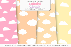 Colored Clouds Seamless Patterns, colored digital papers Product Image 1
