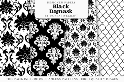 Black Damask Seamless Patterns, black damask digital papers Product Image 1