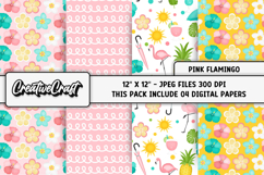 Pink Flamingo Digital Papers, tropical scrapbooking designs Product Image 1