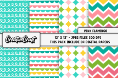 Pink Flamingo Digital Papers, tropical scrapbooking designs Product Image 1