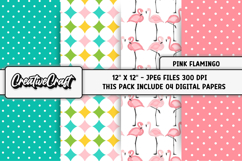 Pink Flamingo Digital Papers, tropical scrapbooking designs Product Image 1