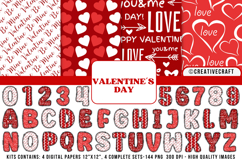 Valentines Day Digital Papers, valentines day doodle letters Product Image 1
