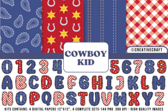 Cowboy Kid Digital Papers, cowboy kid doodle letters Product Image 1