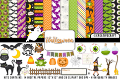 Halloween Digital Paper and Clipart png, halloween clipart Product Image 1
