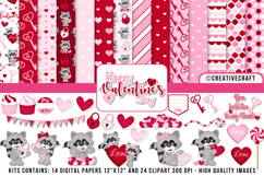 Valentine Day Digital Paper and Clipart png, illustration Product Image 1