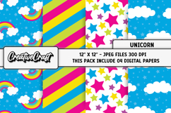 Unicorns Digital Papers, unicorns backgrounds designs Product Image 1