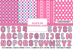 Alice in Wonderland Digital Papers, Alice doodle letters Product Image 1