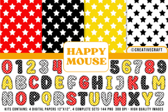 Happy Mouse Digital Papers, happy mouse doodle letters Product Image 1