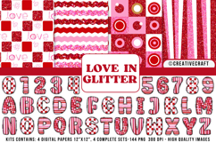 Valentines Day Digital Papers, valentines day doodle letters Product Image 1