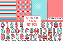 Sugar and Spice Digital Papers, kitchen doodle letters Product Image 1