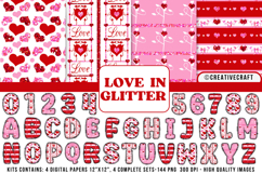 Valentines Day Digital Papers, valentines day doodle letters Product Image 1