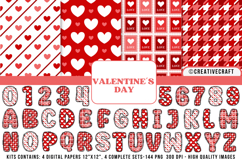 Valentines Day Digital Papers, valentines day doodle letters Product Image 1