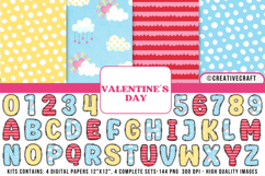 Valentines Day Digital Papers, valentines day doodle letters Product Image 1