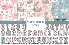 Mothers Day Floral Alphabet &amp; Seamless Patterns PNG Product Image 1