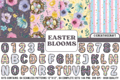 Easter Floral Alphabet &amp; Numbers Seamless Patterns PNG Product Image 1
