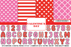 Valentines Day Digital Papers, valentines day doodle letters Product Image 1