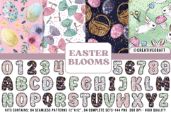 Easter Floral Alphabet &amp; Numbers Seamless Patterns PNG Product Image 1