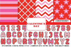 Valentines Day Digital Papers, valentines day doodle letters Product Image 1