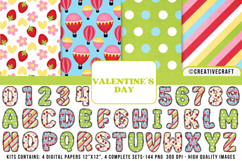 Valentines Day Digital Papers, valentines day doodle letters Product Image 1