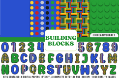 Building Blocks Digital Papers, building doodle letters Product Image 1