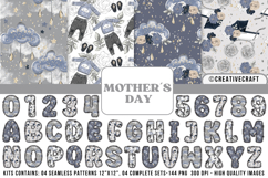 Mothers Day Floral Alphabet &amp; Seamless Patterns PNG Product Image 1