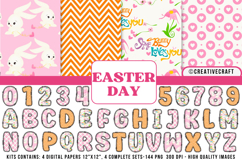 Easter Day Digital Papers, easter day doodle letters Product Image 1