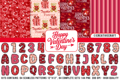 Valentines Day Seamless Patterns, valentine doodle letters Product Image 1