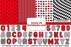 Alice in Wonderland Digital Papers, Alice doodle letters Product Image 1